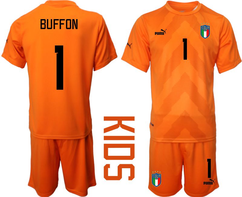 Youth 2022 World Cup National Team Italy orange goalkeeper #1 Soccer Jersey->youth soccer jersey->Youth Jersey